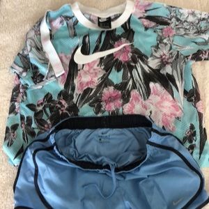 NIKE running shirt with running shorts